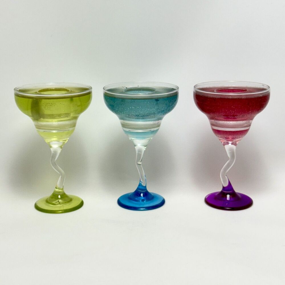 Vintage Partylite Fun In The Sun Margarita Z Stem Tealight Candle Holder 3Pcs